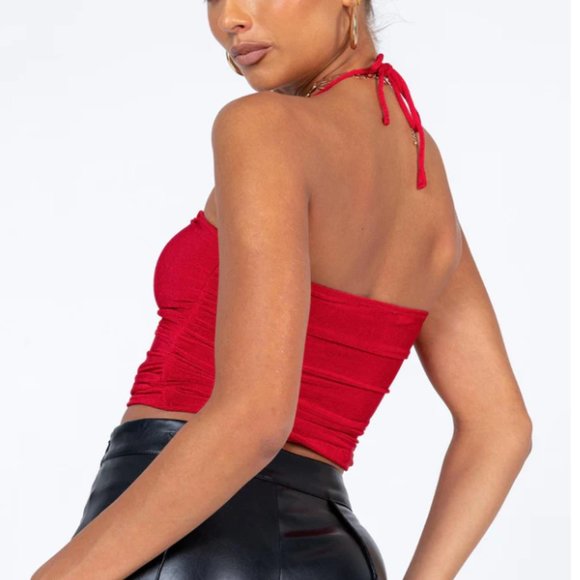 Princess Polly LORIELLA RING DETAIL CROP TOP RED NWT - Picture 5 of 13